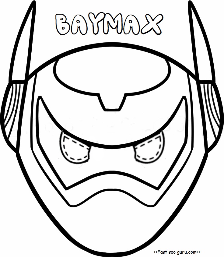 Printable big hero 6 baymax armor mask coloring pages cut out